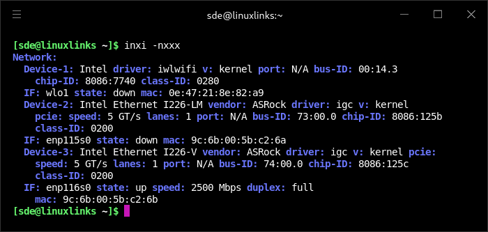 inxi -n