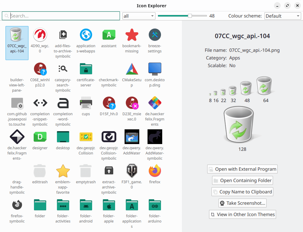 Icon Explorer in action