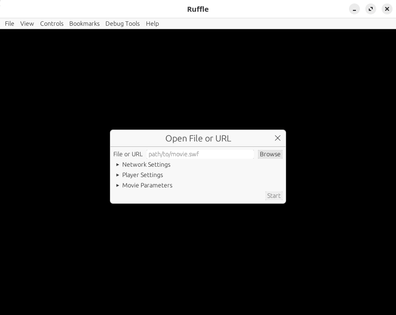 Ruffle at startup