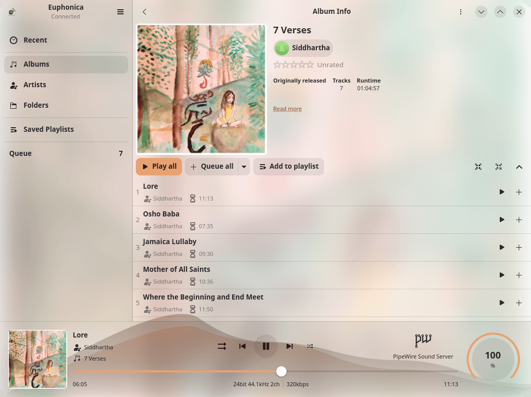Listening to music