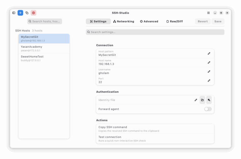 SSH-Studio - edit SSH configuration files - LinuxLinks