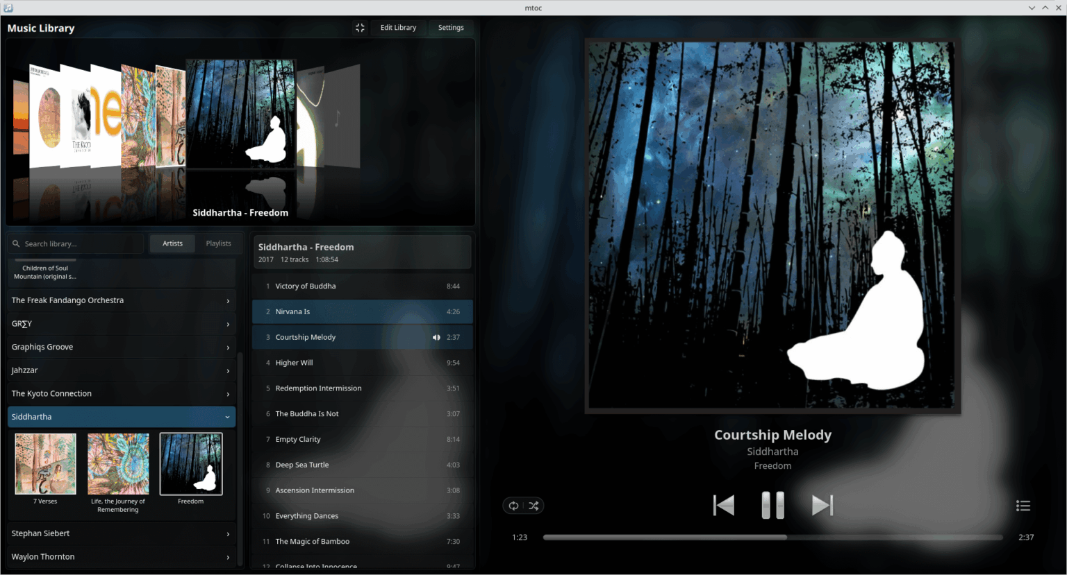 mtoc - visually-rich music player and library browser - LinuxLinks