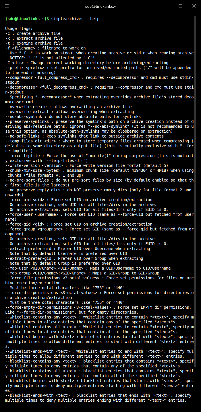 Simple Archiver in action