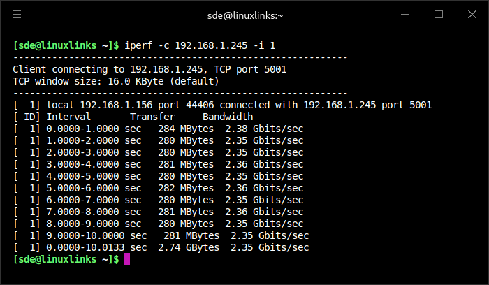 iperf output
