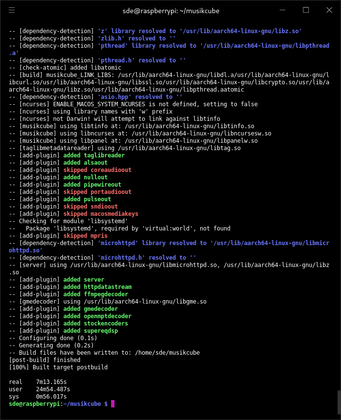 Building musikcube on the RPI5