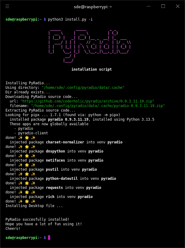 PyRadio installation