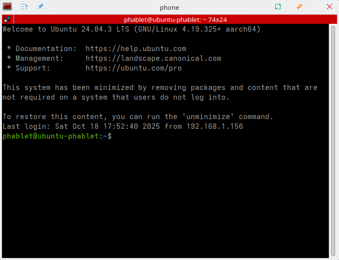 Logged into the phone via ssh