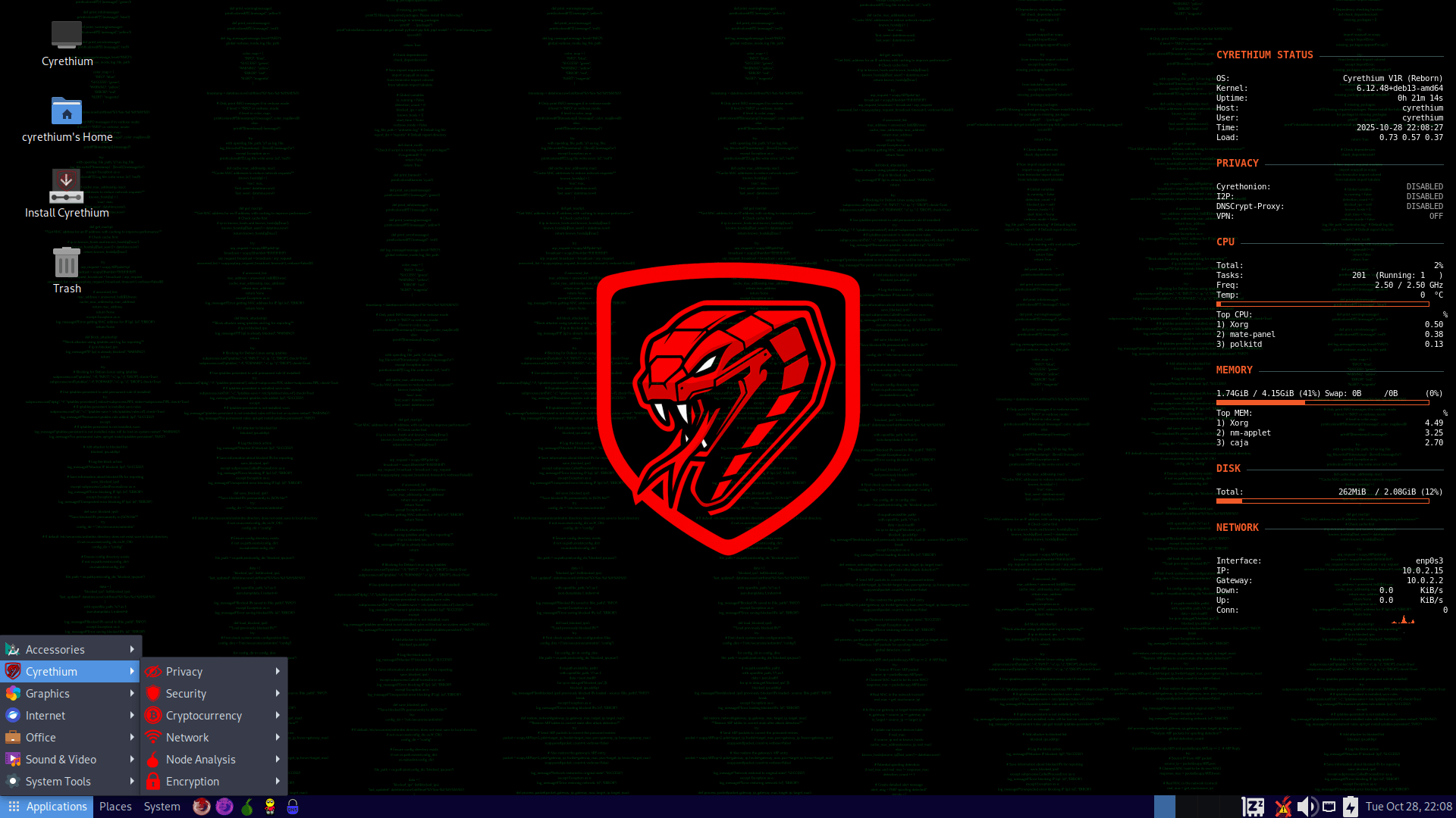 Cyrethium with the MATE desktop environment