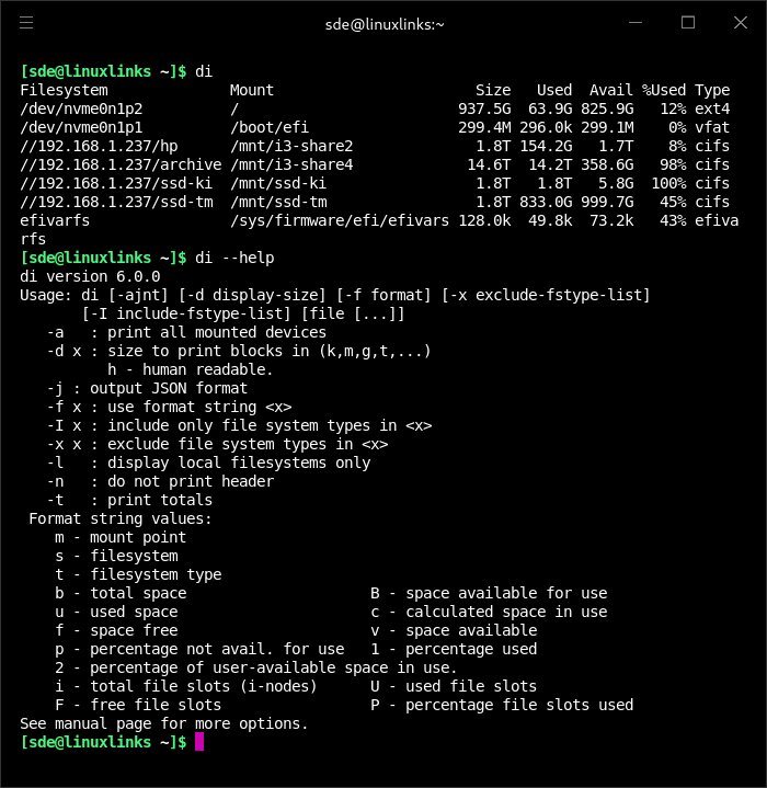 di output and help