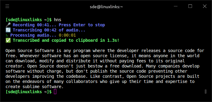 Example output