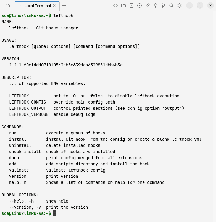 lefthook commands