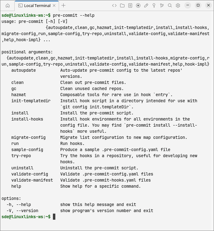 pre-commit help