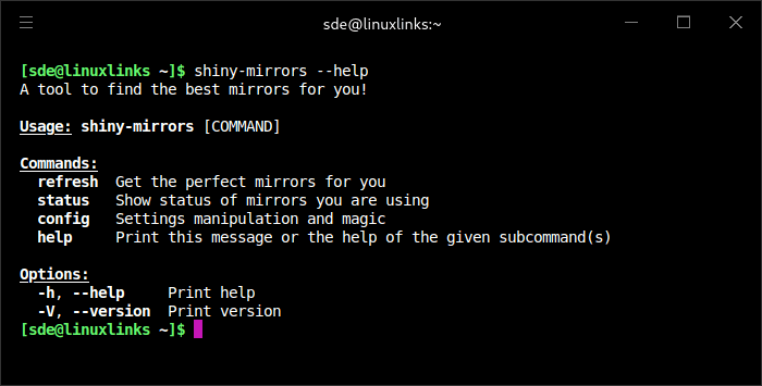 shiny-mirrors commands