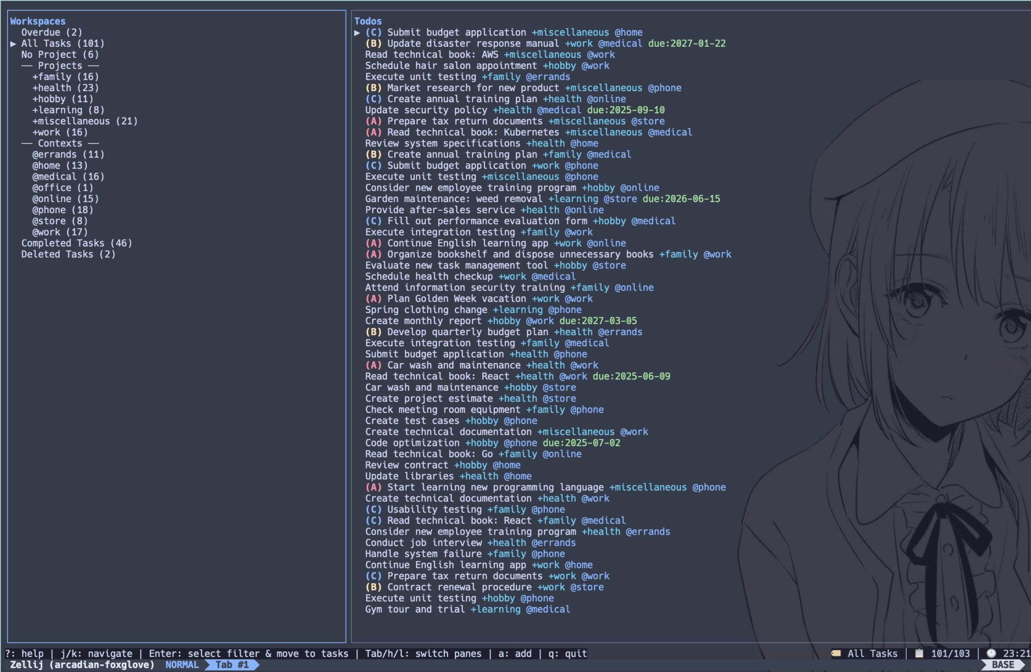 Todo TUI - Vim-like TUI that honors the simplicity of todo.txt - LinuxLinks
