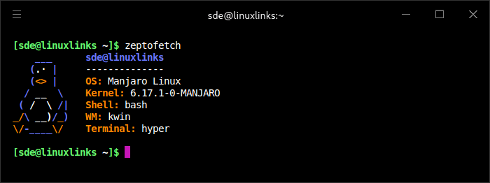 zeptofetch in action