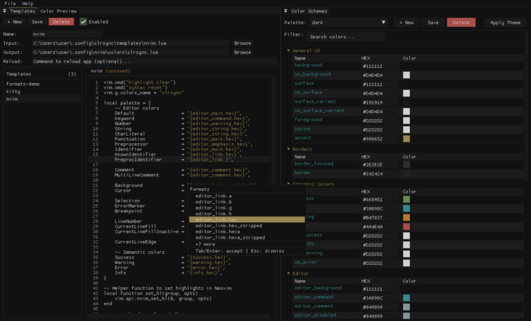 clrsync - color scheme manager - LinuxLinks