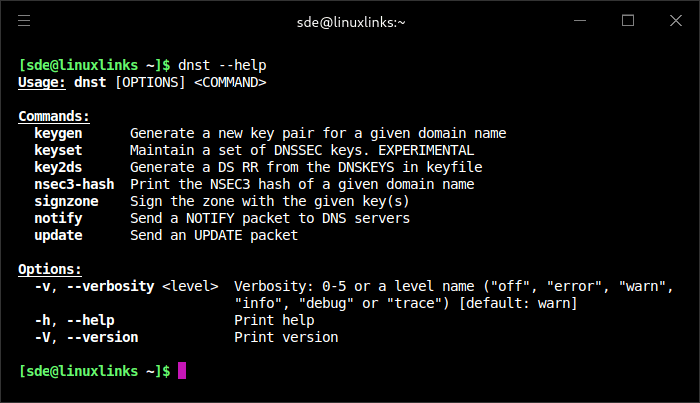 dnst commands and options