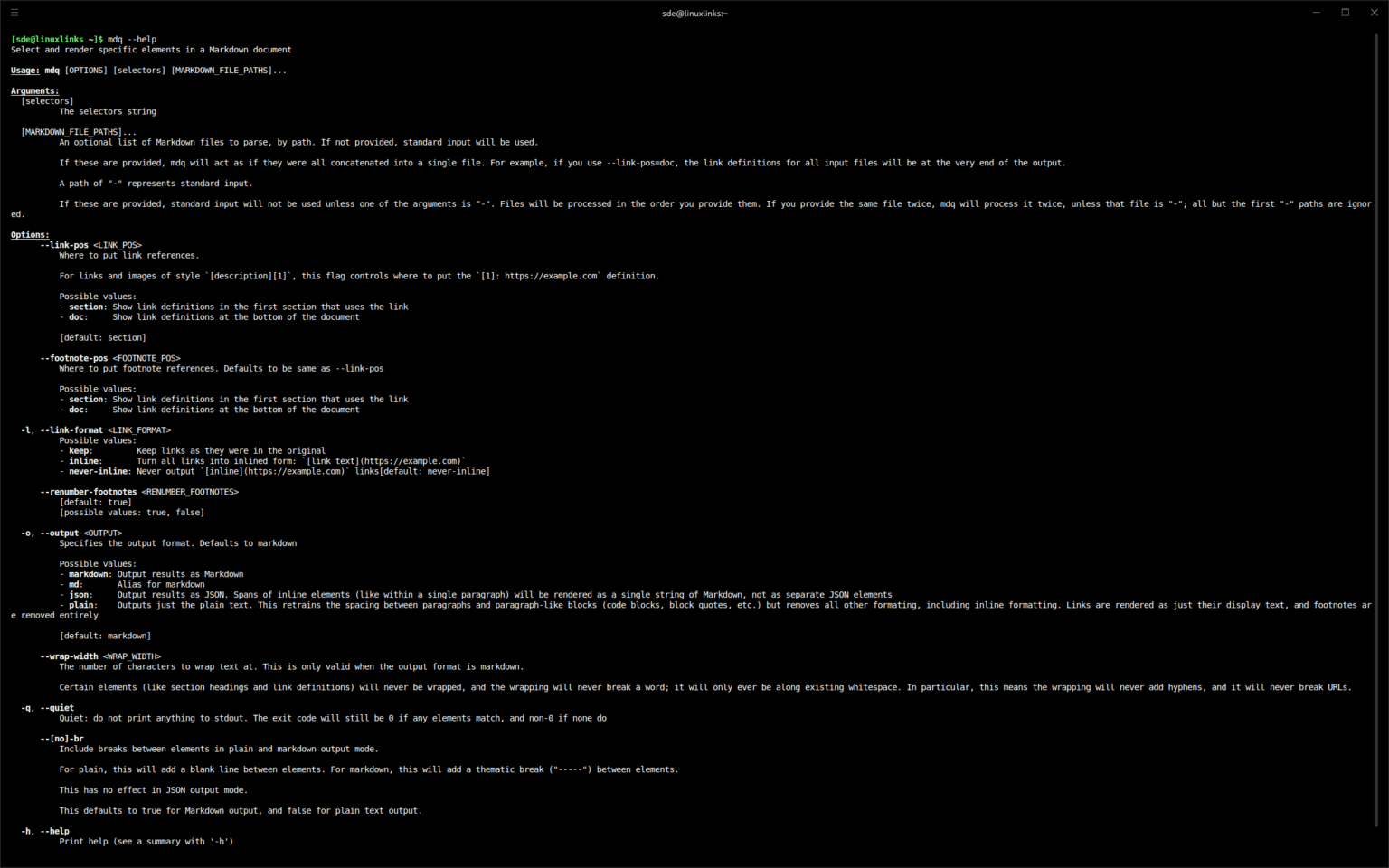mdq - select and render specific elements in a Markdown document ...