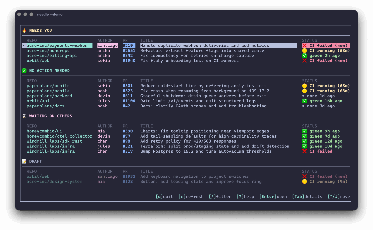 needle - highlights GitHub PRs - LinuxLinks