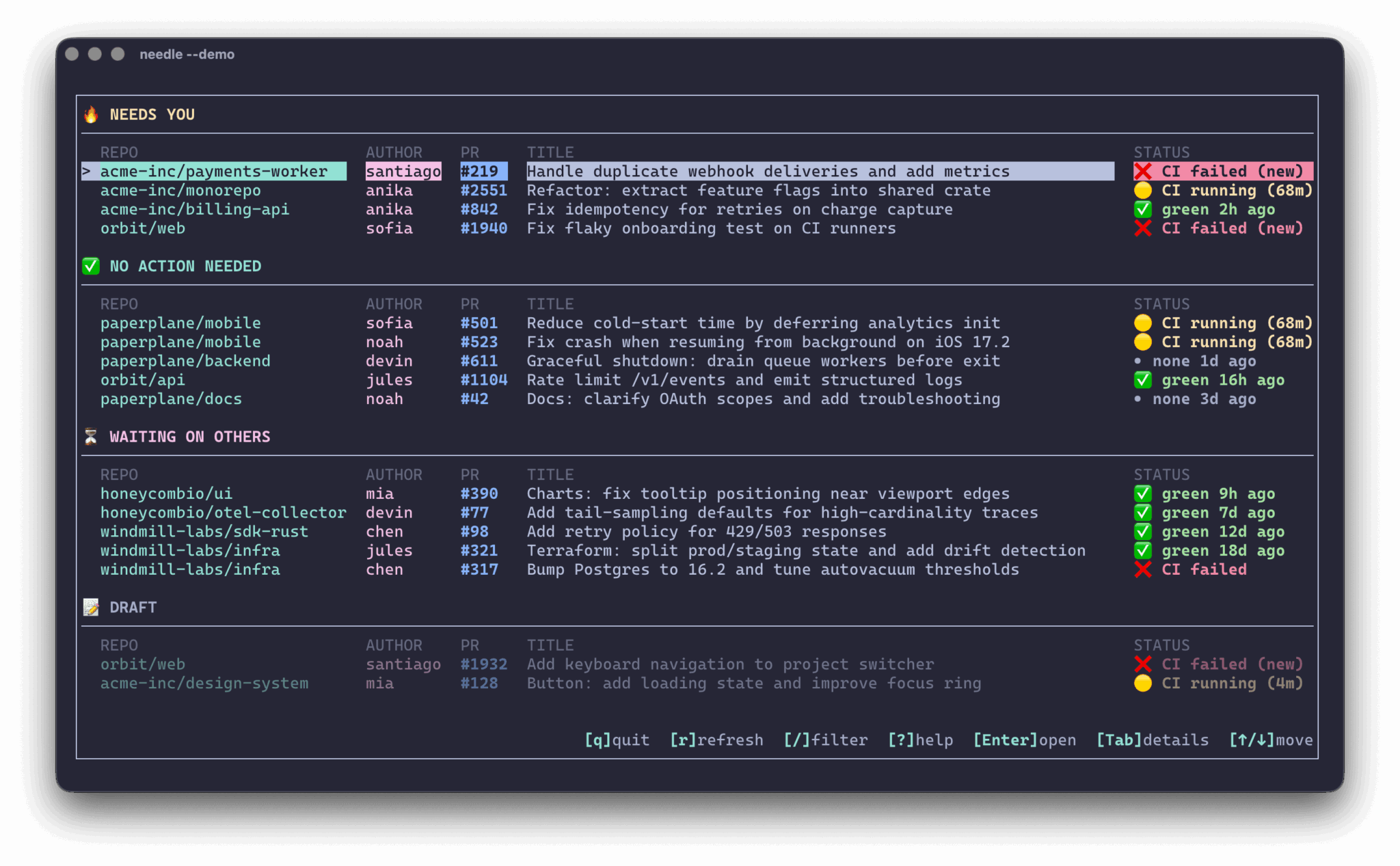 needle - highlights GitHub PRs - LinuxLinks