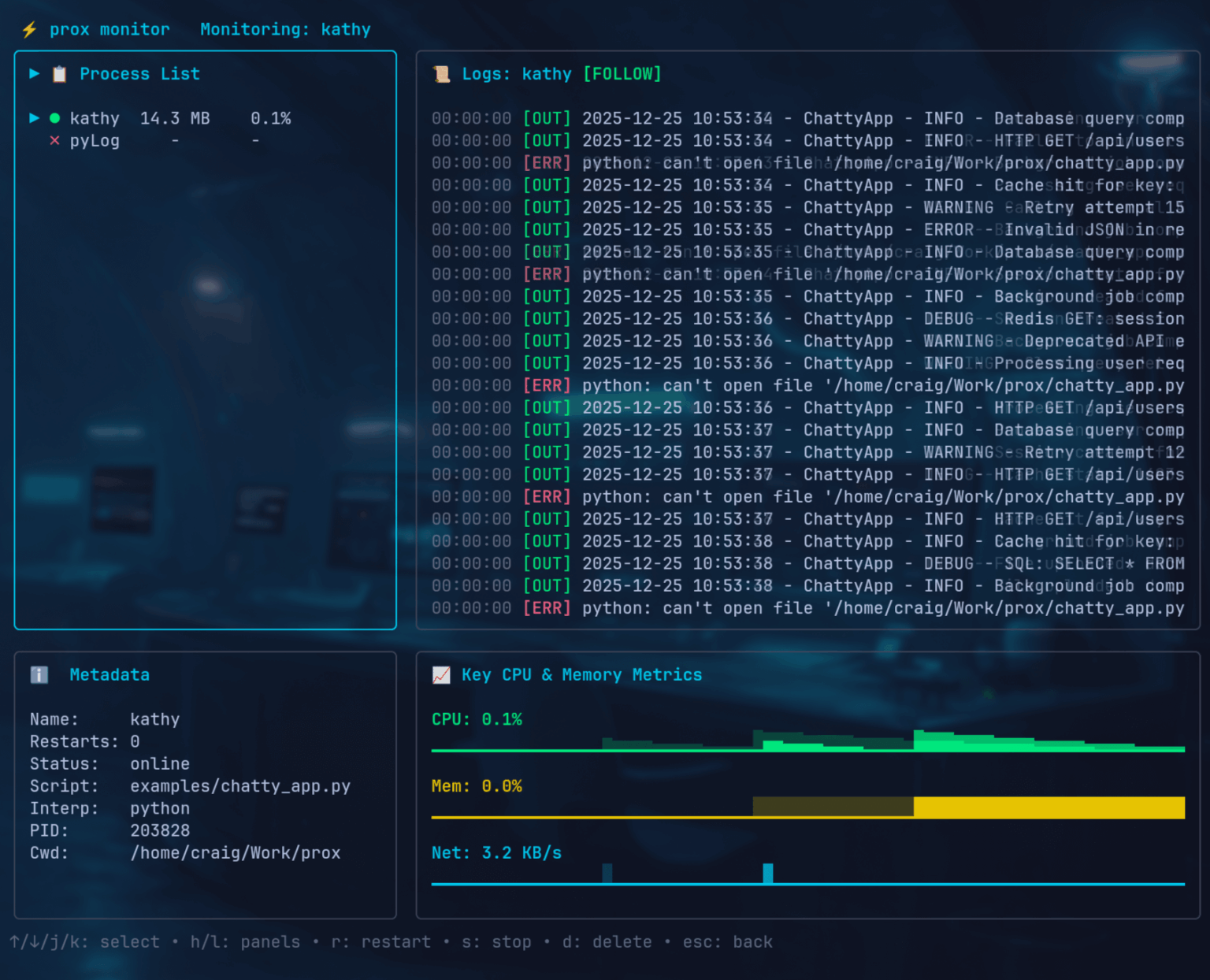 prox - process manager - LinuxLinks