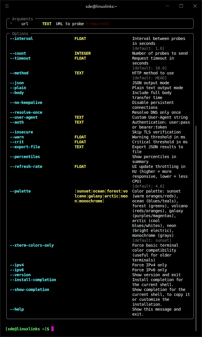split ping (sping) options