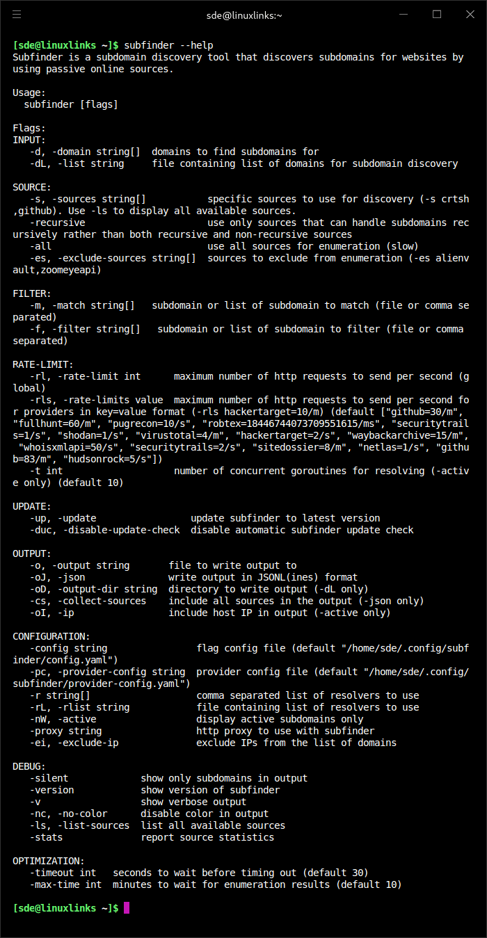 subfinder help