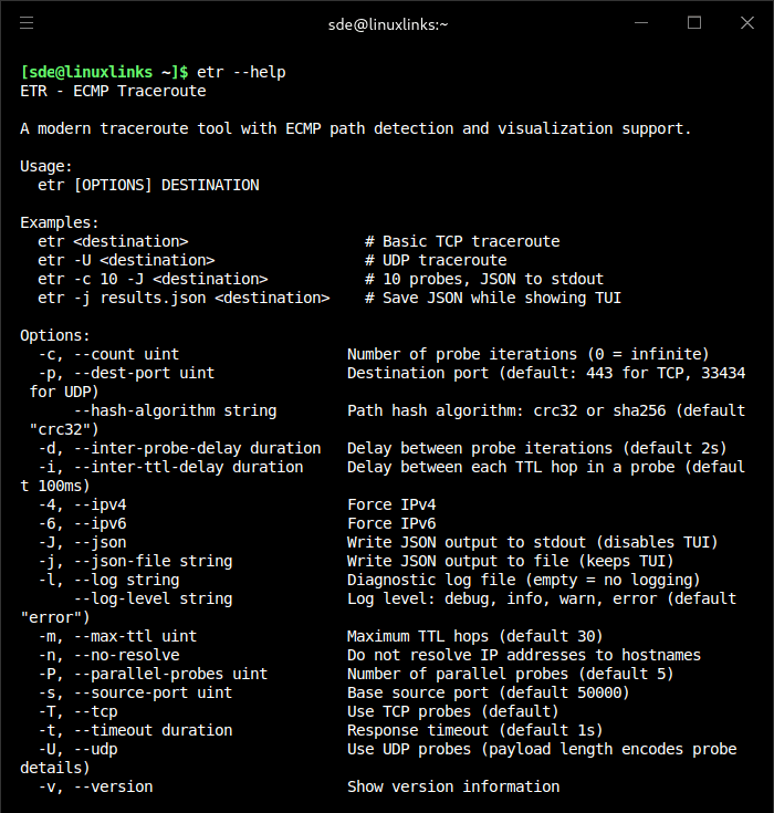 ETR examples and options
