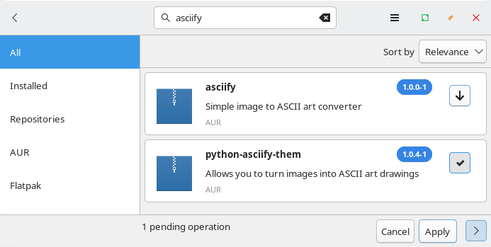 Installing asciify