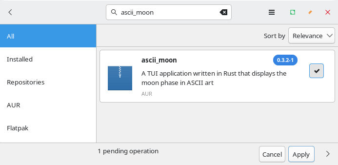 Installing ascii_moon with Manjaro