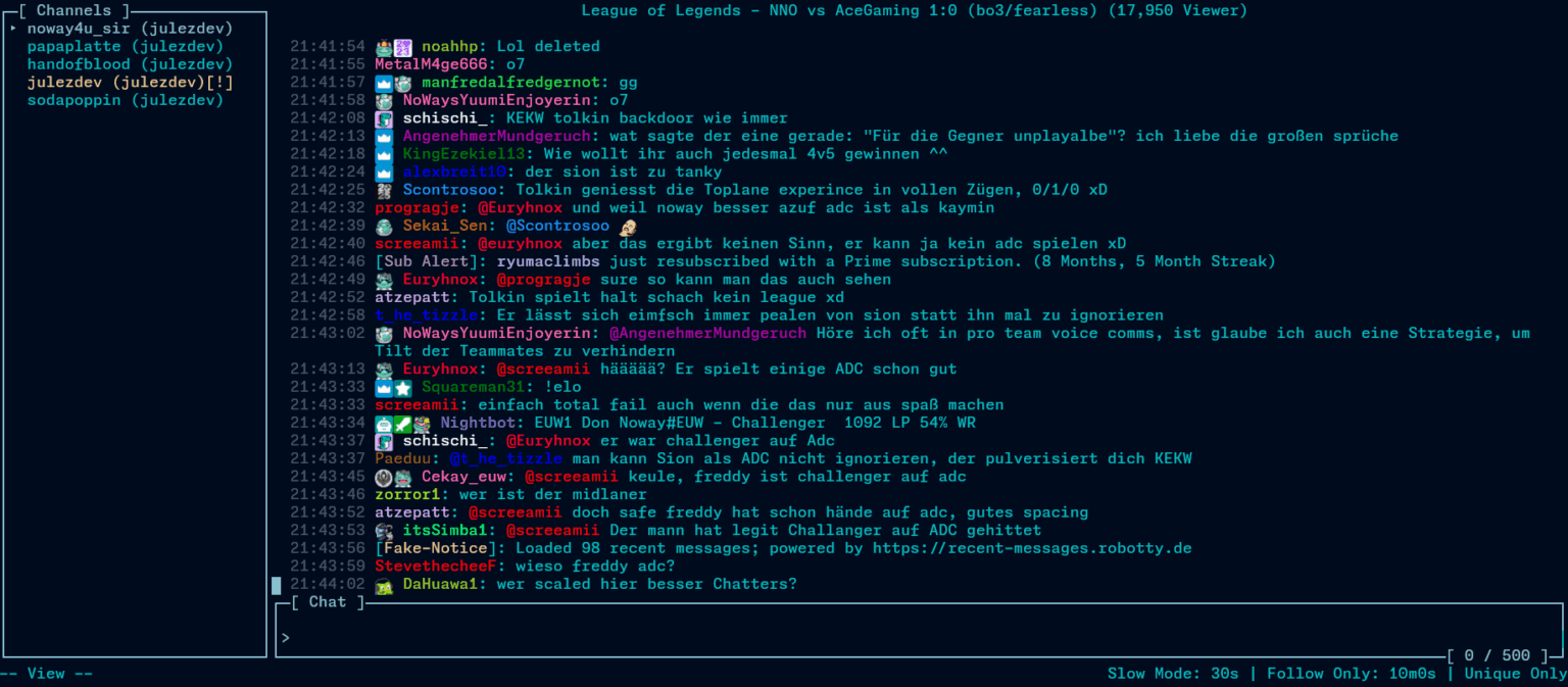 Chatuino - Twitch chat client for the terminal - LinuxLinks