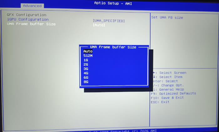 Configure amount of system RAM allocated to GPU