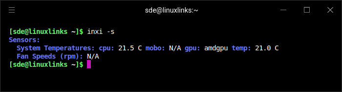 Temperature of the laptop when idling