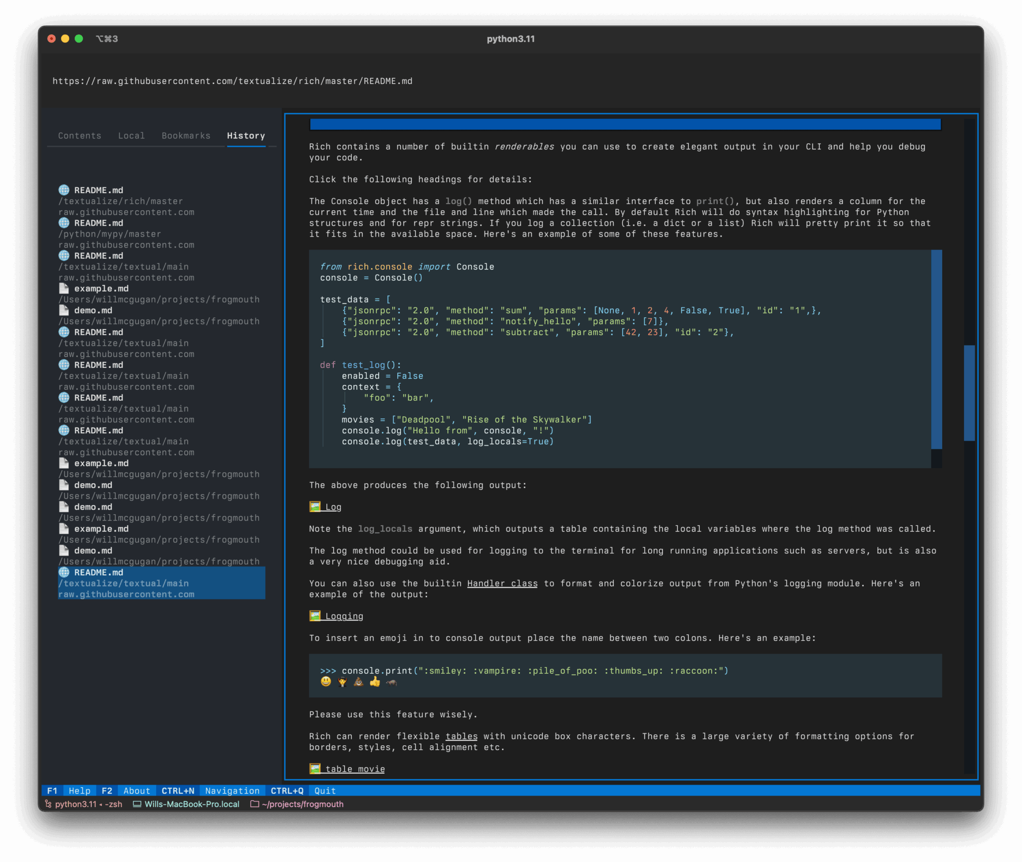 Frogmouth - Markdown browser for the terminal - LinuxLinks
