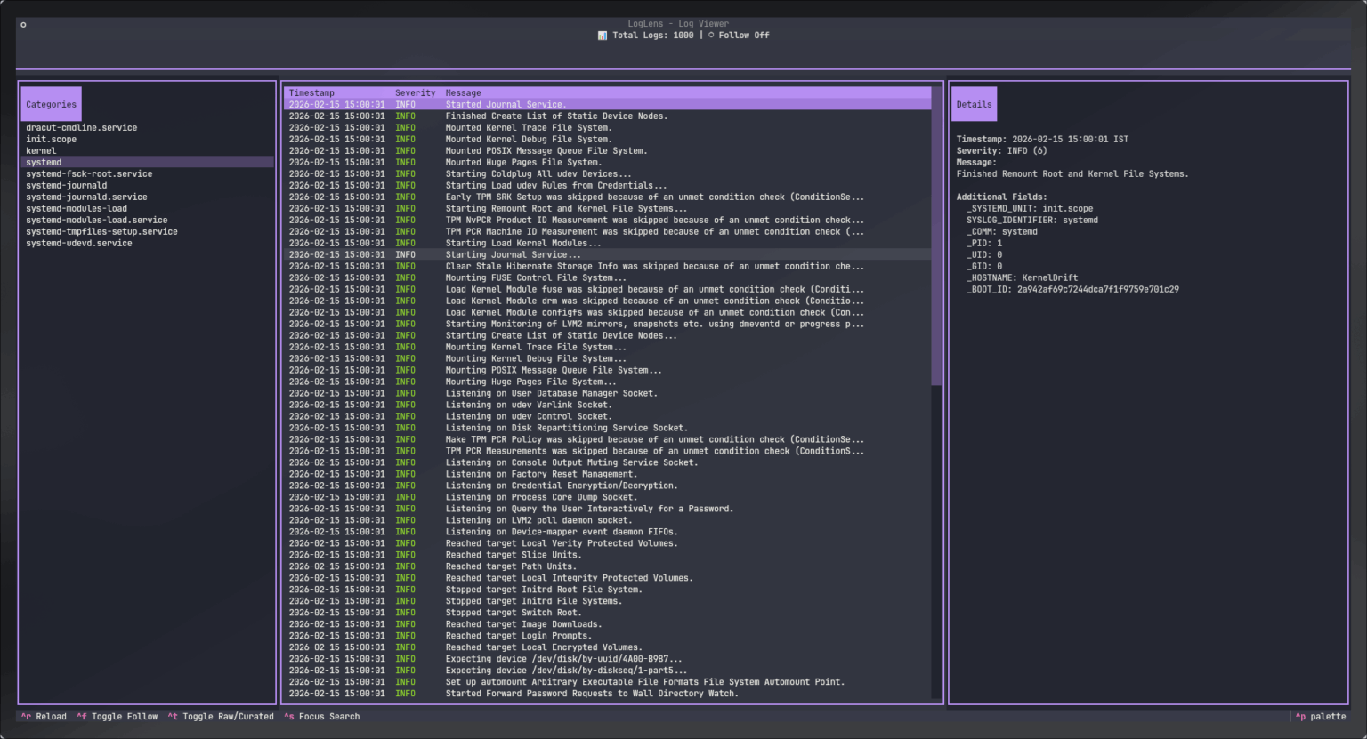 LogLens - log viewer - LinuxLinks
