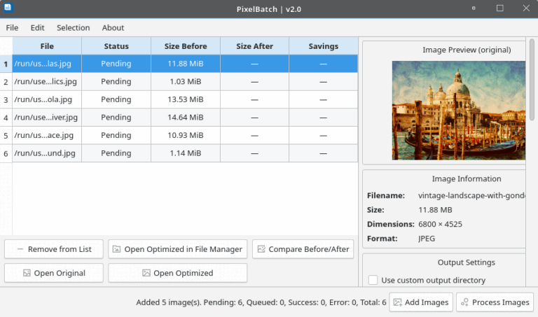 PixelBatch - batch image optimization tool - LinuxLinks