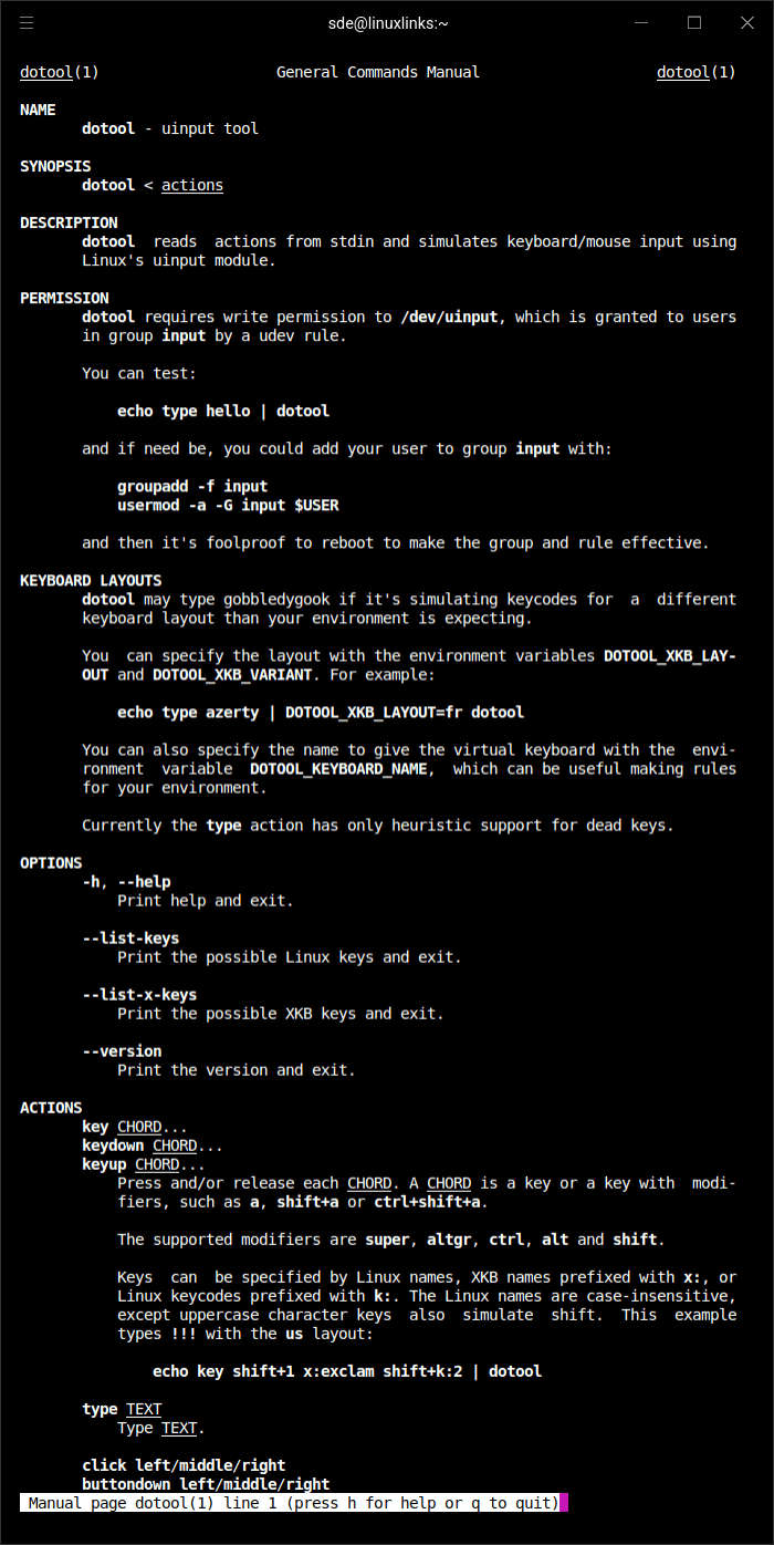 dotool man page