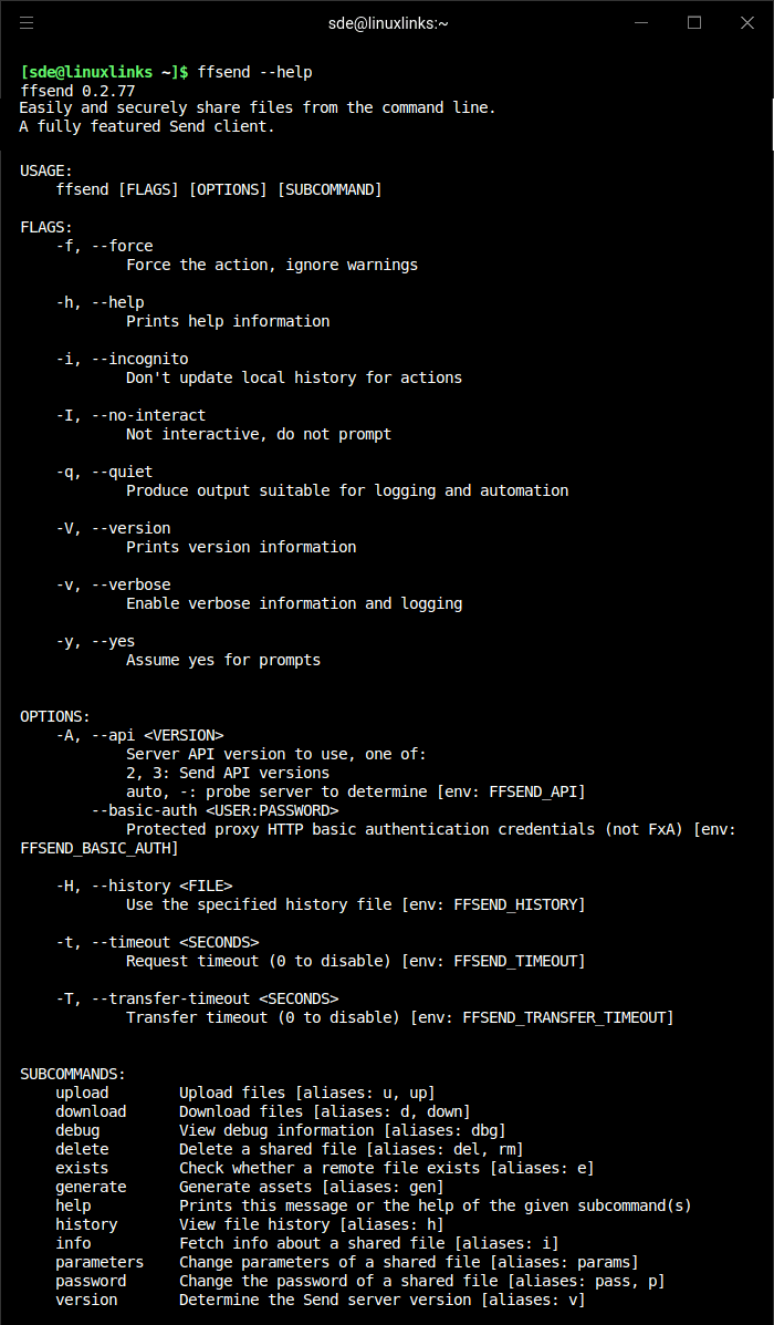 ffsend help