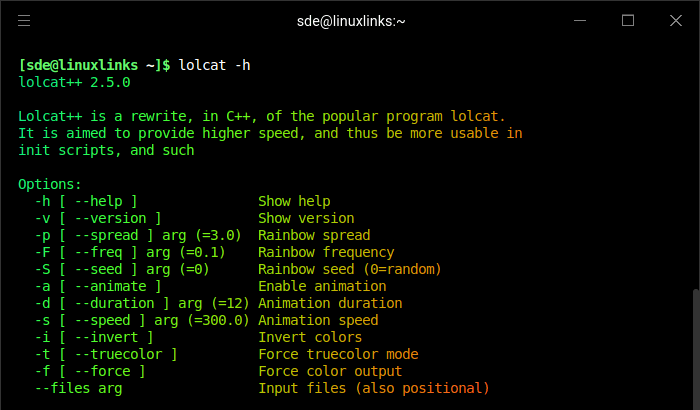 lolcat++ options