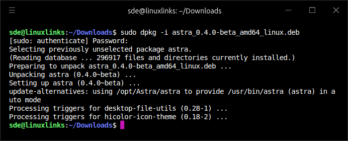 Installing the deb package