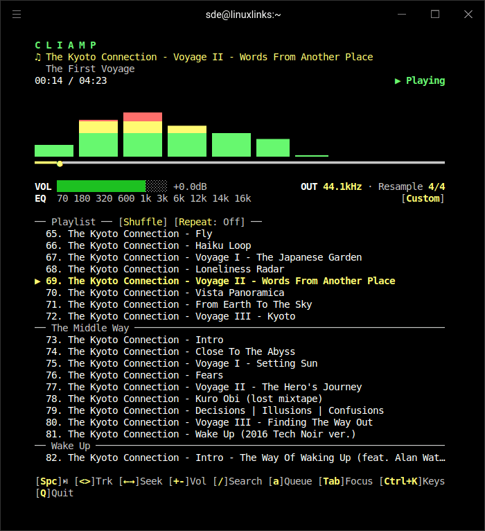 CLIAMP with expanded playlist