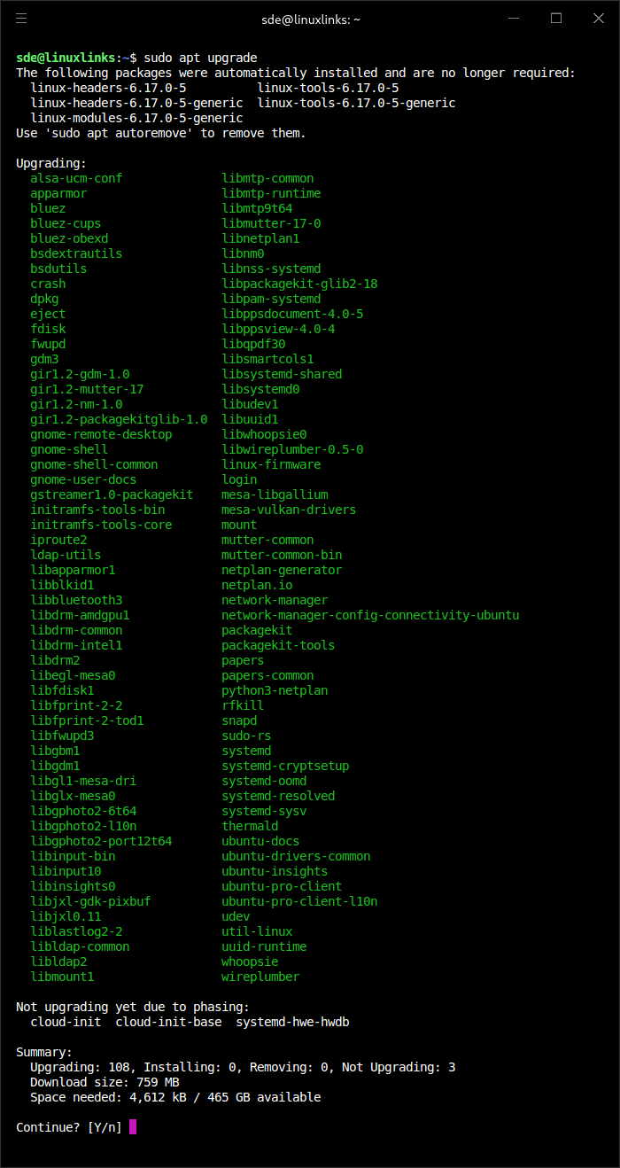 Upgrade the packages