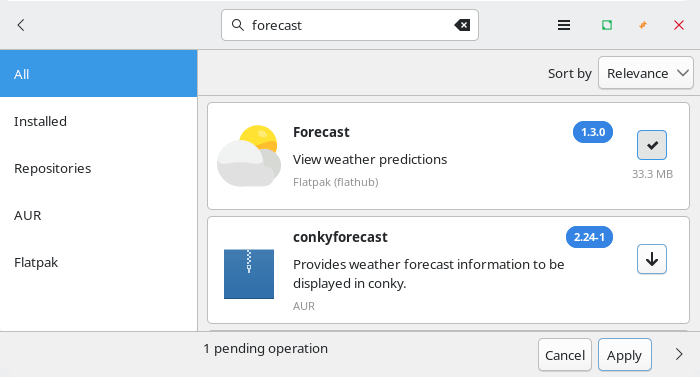 Forecast installation