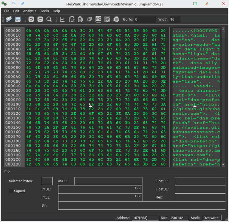 HexWalk - hex editor, viewer, and analyzer - LinuxLinks