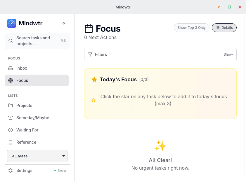 Mindwtr at first start
