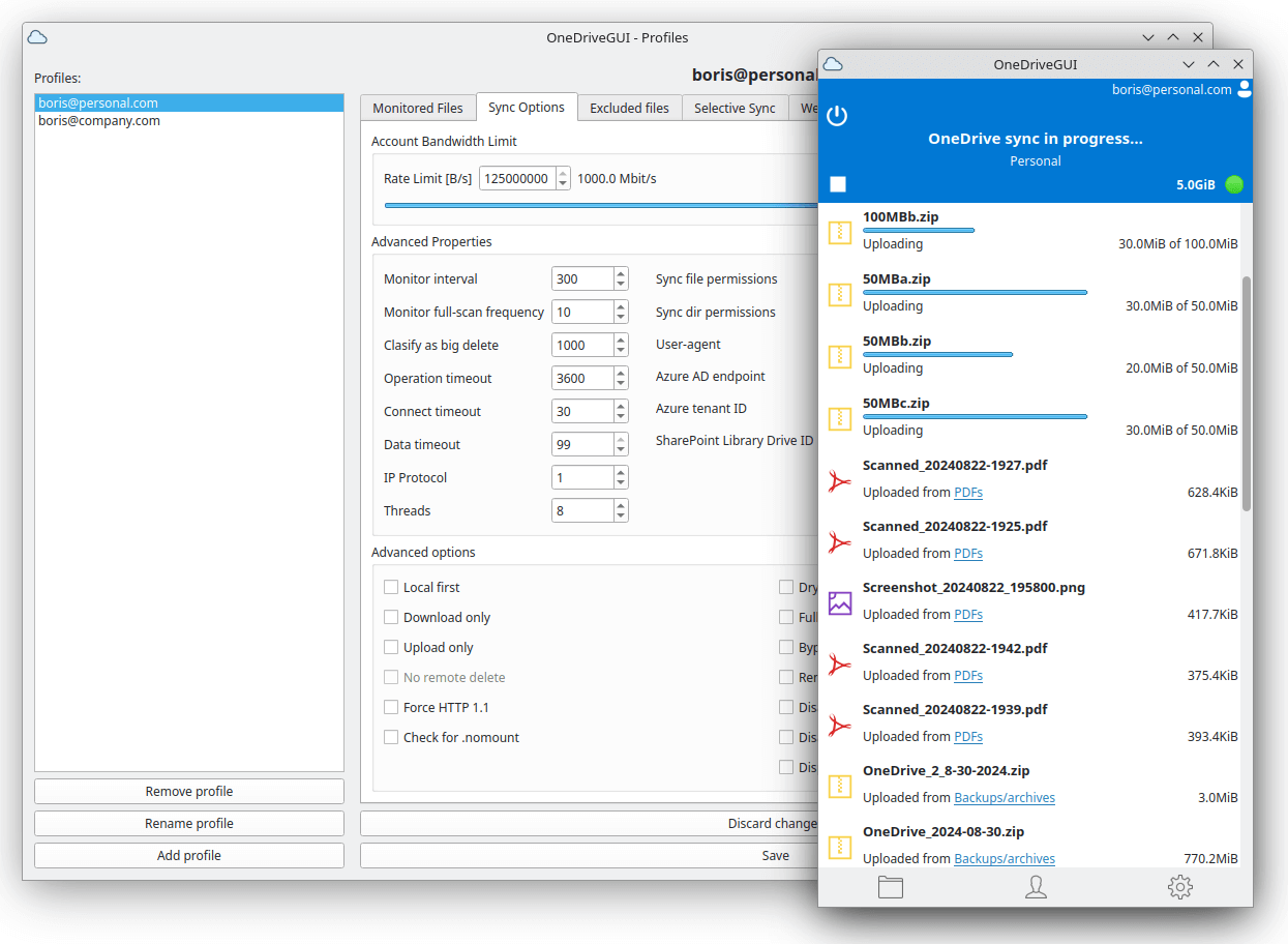 OneDriveGUI in action