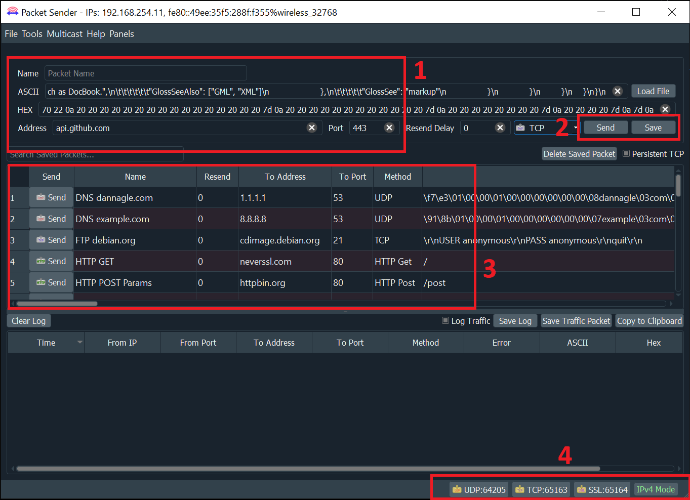 Packet Sender in action