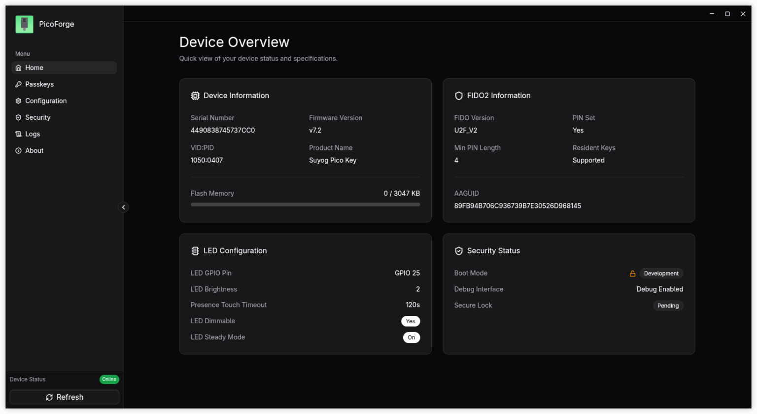 PicoForge - configure and manage Pico FIDO security keys - LinuxLinks