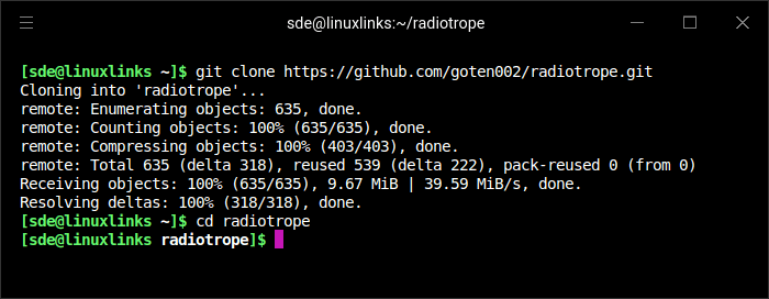 Installing radiotrope