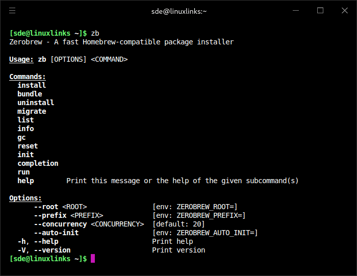 zerobrew commands